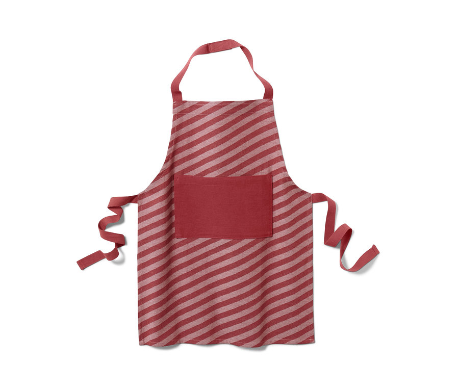 Cepli, çizgili, kırmızı çocuk önlüğü