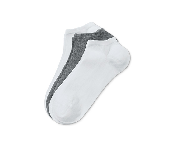 3 Çift Organik Pamuklu Sneaker Çorap, Beyaz ve Gri 607373 | Tchibo.com.tr